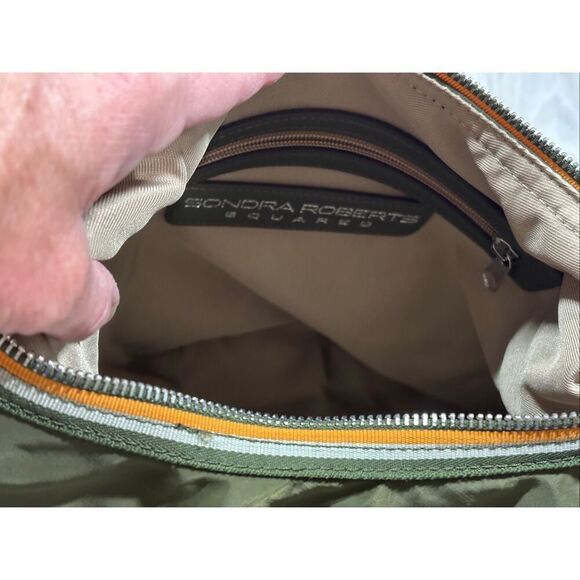 Sondra Roberts Squared Green and Orange Zipper Purse Shoulder Bag - Picture 6 of 11